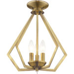 3 Light Antique Brass Mini Chandelier/Ceiling Light fixture with Steel base material-Lighting LumensChandeliers