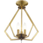 3 Light Antique Brass Mini Chandelier/Ceiling Light fixture with Steel base material-Lighting LumensChandeliers