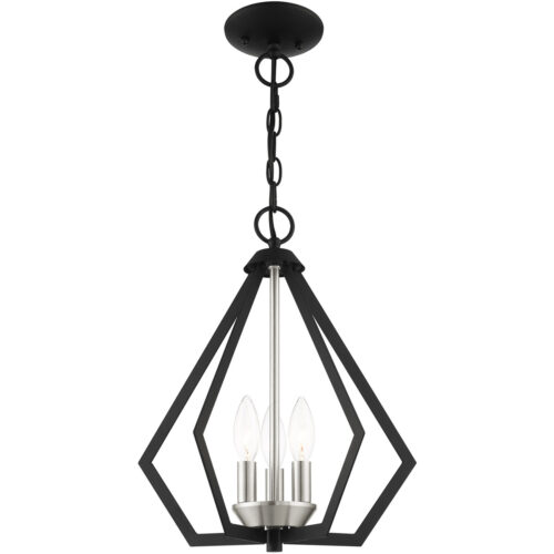 3 Light Black Chandelier with Steel base material-Lighting LumensChandeliers