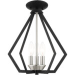 3 Light Black Chandelier with Steel base material-Lighting LumensChandeliers