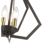 40923-92 3 Light English Bronze Semi-Flush / Small Pendant with Antique Brass Finish Accents-Lighting LumensSemi Flush