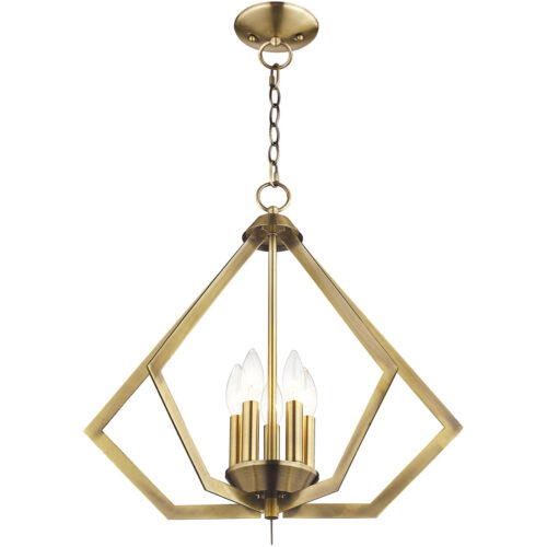 5 Light Antique Brass Chandelier with Steel base material-Lighting LumensChandeliers