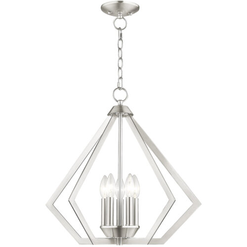 5 Light Brushed Nickel Chandelier with Steel base material-Lighting LumensChandeliers