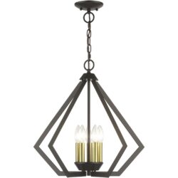 40925-92 5 Light English Bronze Chandelier with Antique Brass Finish Accents-Lighting LumensChandeliers