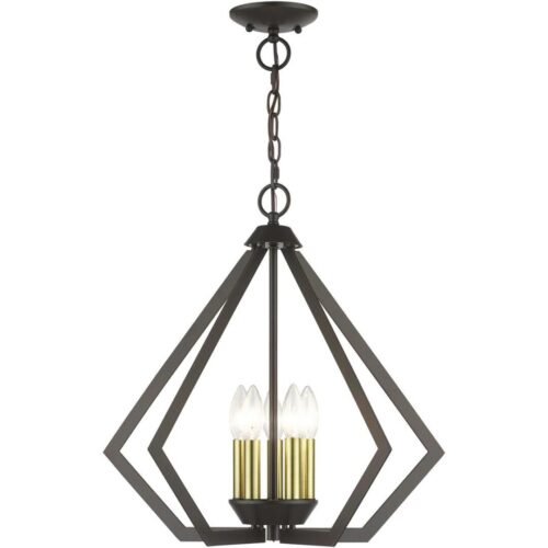 40925-92 5 Light English Bronze Chandelier with Antique Brass Finish Accents-Lighting LumensChandeliers