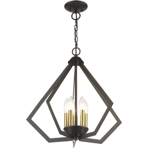 40925-92 5 Light English Bronze Chandelier with Antique Brass Finish Accents-Lighting LumensChandeliers