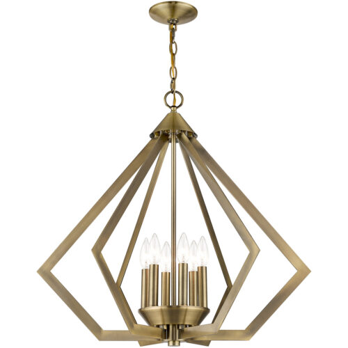 6 Light Antique Brass Chandelier with Steel base material-Lighting LumensChandeliers