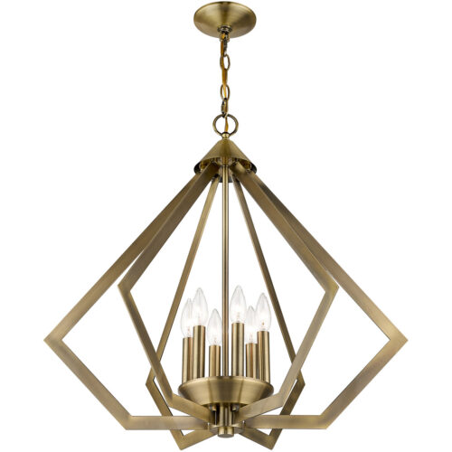 6 Light Antique Brass Chandelier with Steel base material-Lighting LumensChandeliers