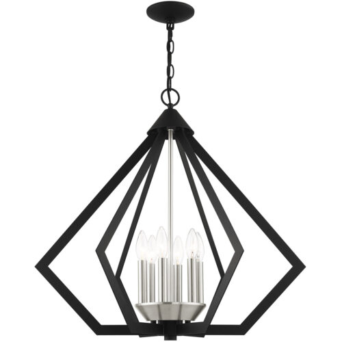 6 Light Black Chandelier with Steel base material-Lighting LumensChandeliers