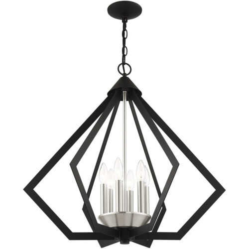 6 Light Black Chandelier with Steel base material-Lighting LumensChandeliers