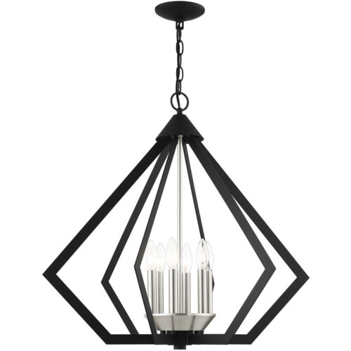 6 Light Black Chandelier with Steel base material-Lighting LumensChandeliers