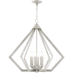 6 Light Brushed Nickel Chandelier with Steel base material-Lighting LumensChandeliers