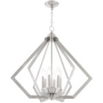 6 Light Brushed Nickel Chandelier with Steel base material-Lighting LumensChandeliers