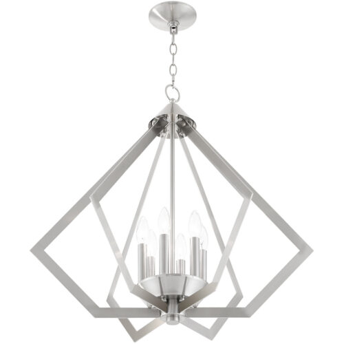 6 Light Brushed Nickel Chandelier with Steel base material-Lighting LumensChandeliers