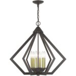 40926-92 6 Light English Bronze Chandelier with Antique Brass Finish Accents-Lighting LumensChandeliers