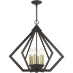 40926-92 6 Light English Bronze Chandelier with Antique Brass Finish Accents-Lighting LumensChandeliers