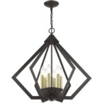 40926-92 6 Light English Bronze Chandelier with Antique Brass Finish Accents-Lighting LumensChandeliers