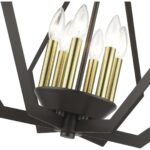 40926-92 6 Light English Bronze Chandelier with Antique Brass Finish Accents-Lighting LumensChandeliers