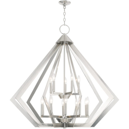 15 Light Brushed Nickel Foyer Chandelier with Steel base material-Lighting LumensChandeliers