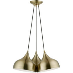 40983-01 3 Light Antique Brass Cluster Pendant-Lighting LumensPendant Lights