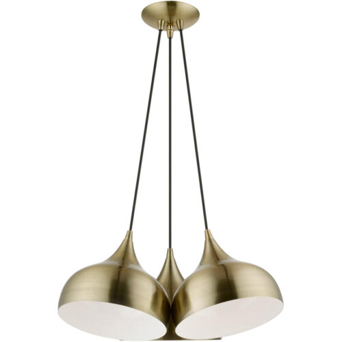 40983-01 3 Light Antique Brass Cluster Pendant-Lighting LumensPendant Lights