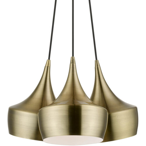 40993-01 3 Light Antique Brass Cluster Pendant-Lighting LumensPendant Lights