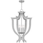 5 Light Polished Chrome Lantern Chandelier with Steel base material-Lighting LumensLantern