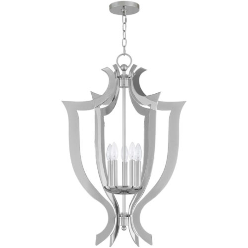 5 Light Polished Chrome Lantern Chandelier with Steel base material-Lighting LumensLantern