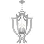 5 Light Polished Chrome Lantern Chandelier with Steel base material-Lighting LumensLantern