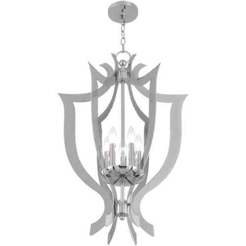 5 Light Polished Chrome Lantern Chandelier with Steel base material-Lighting LumensLantern