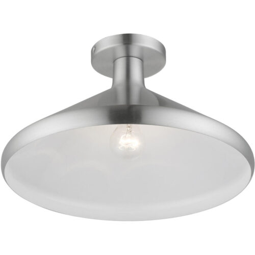 41020-66 1 Light Brushed Aluminum Semi-Flush Mount-Lighting LumensSemi Flush