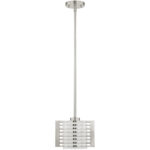 4.5 inch 1 Light Brushed Nickel Mini Pendant with Hand Blown Satin Opal White Glass Shade-Lighting LumensPendant Lights