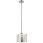 4.5 inch 1 Light Brushed Nickel Mini Pendant with Hand Blown Satin Opal White Glass Shade-Lighting LumensPendant Lights