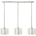 4.5 inch 3 Light Brushed Nickel Linear Chandelier with Hand Blown Satin Opal White Glass Shade-Lighting LumensChandeliers