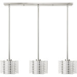 4.5 inch 3 Light Brushed Nickel Linear Chandelier with Hand Blown Satin Opal White Glass Shade-Lighting LumensChandeliers