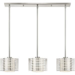 4.5 inch 3 Light Brushed Nickel Linear Chandelier with Hand Blown Satin Opal White Glass Shade-Lighting LumensChandeliers