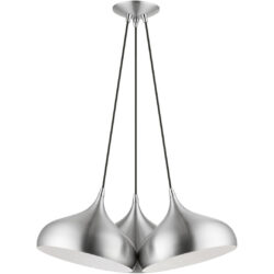 41053-66 3 Light Brushed Aluminum Cluster Pendant-Lighting LumensPendant Lights