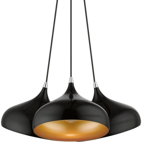 41053-68 3 Light Shiny Black Cluster Pendant-Lighting LumensPendant Lights