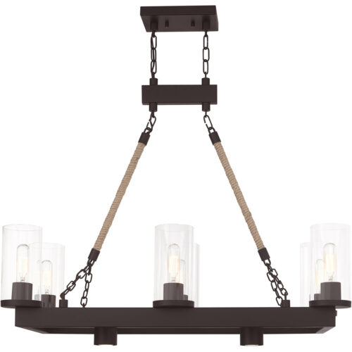 15 inch 8 Light Bronze Linear Chandelier with Clear Glass Shade-Lighting LumensChandeliers