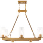 15 inch 8 Light Aged Gold Linear Chandelier with Clear Glass Shade-Lighting LumensChandeliers