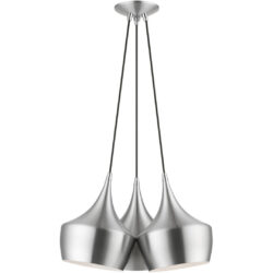 41083-66 3 Light Brushed Aluminum Cluster Pendant-Lighting LumensPendant Lights