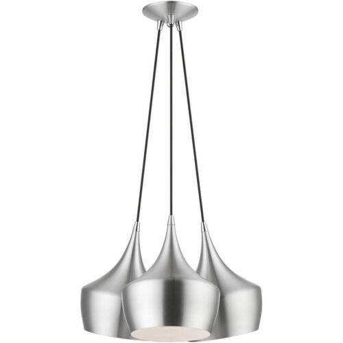 41083-66 3 Light Brushed Aluminum Cluster Pendant-Lighting LumensPendant Lights