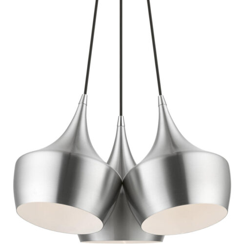 41083-66 3 Light Brushed Aluminum Cluster Pendant-Lighting LumensPendant Lights