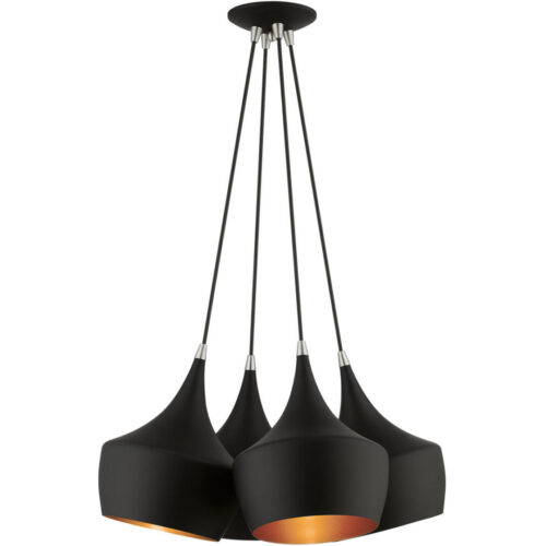 41084-04 4 Light Black Cluster Pendant-Lighting LumensPendant Lights