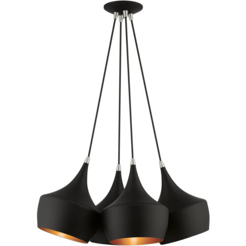 41084-04 4 Light Black Cluster Pendant-Lighting LumensPendant Lights