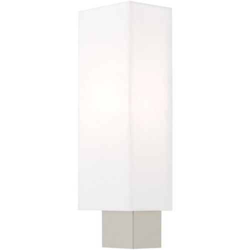 5 inch 1 Light Brushed Nickel ADA Wall Sconce with Hand Crafted Off-White Fabric Hardback Shade Shade-Lighting LumensWall Sconces