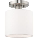 1 Light Brushed Nickel Ceiling Light fixture with Steel base material-Lighting LumensFlush Mount Ceiling Lights