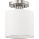 1 Light Brushed Nickel Ceiling Light fixture with Steel base material-Lighting LumensFlush Mount Ceiling Lights