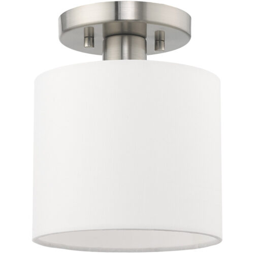 1 Light Brushed Nickel Ceiling Light fixture with Steel base material-Lighting LumensFlush Mount Ceiling Lights