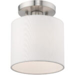 1 Light Brushed Nickel Ceiling Light fixture with Steel base material-Lighting LumensFlush Mount Ceiling Lights